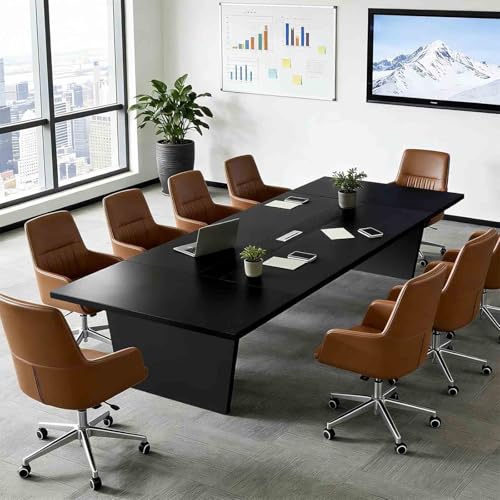 Mesa de Reuniones Oficina, Mesa de Conferencias Moderna Grande, Escritorio Meeting con Tablero de 2,5 cm, con gestión de Cables, reuniones Rectangular de 8 a 25 Personas,008,240 * 100 * 74cm