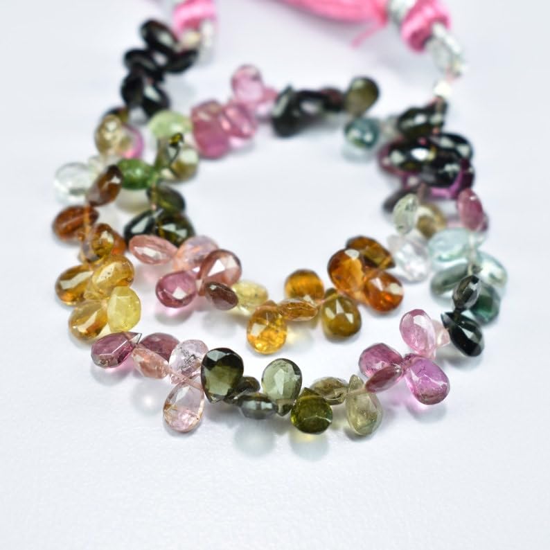 Perles multi-tourmaline en poire pour créer un cadeau de bijoux unique