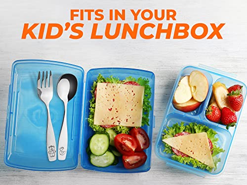 Zulay Kitchen 4-Piece Toddler Silverware Set - Toddler Utensils For Self Feeding - Smooth Edged Kids Silverware Stainless Steel, Mirror Polished, Dishwasher Safe (2 Forks & 2 Spoons) #TOP6