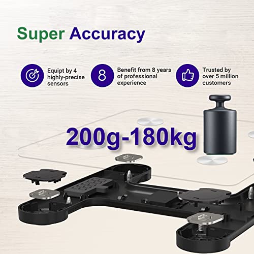 Yry Smart Body Weight Scale Four-Leaf Clover Lucky Scale Bathroom Bluetooth Weight Scale 6Mm High Tempered Glass Large Clear Led Screen 0.44-396Lbs/200G-180Kg - Black #TOP7