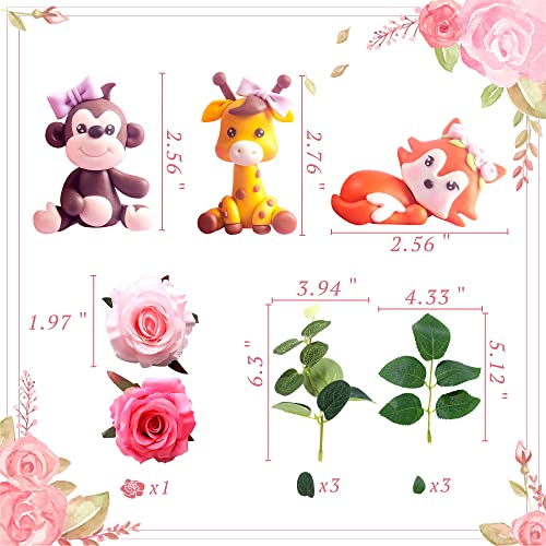 Jevenis Floral Jungle Animals Cake Decoration Floral Jungle Baby Shower Decoration Floral Jungle Birthday Party Decoration Girls Wild One Cake Decoration Girls Two Wild Cake Decoration #TOP5