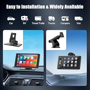 Wireless Carplay Screen for Car 7" HD Portable Car Stereo Touchscreen with Apple CarPlay and Android Auto with Mirror Link/Backup Camera/Bluetooth/GPS Navigation/AUX for All Vehicles — photo 6 of 6