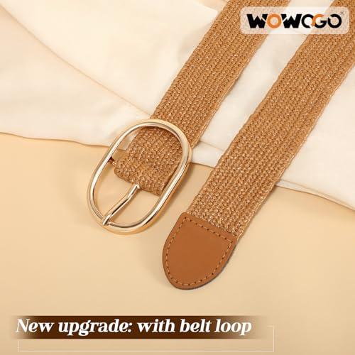 Straw Woven Rattan Wide Stretch Straw Belt Boho Braided Belts for Women4