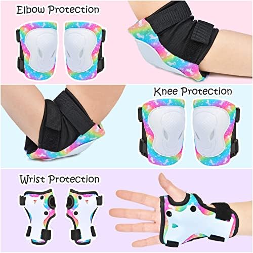 Knee Pads for Kids Elbow Pads Wrist Guards with Drawstring Mesh Bag, 7 in 1 Protective Gear Set for Girls Boys for Skating Cycling Bike Rollerblading Scooter, 3-8 Years 3 511zCVILbDL. AC