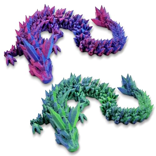 SPERMUOY 3D Drache,2 Stück Beweglicher 3D Gedruckter Drache, Drachen Figuren Drachen Spielzeug für Erwachsene Kinder Geschenke Spielzeug