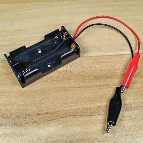 Gebildet Doppelter AA-Batteriehalter, 2 x1.5 V AA-Batteriehalter mit Krokodilklemmen-Kabeln, AA-Batteriehalter mit Krokodilklemmen-Drähten (6Stück)