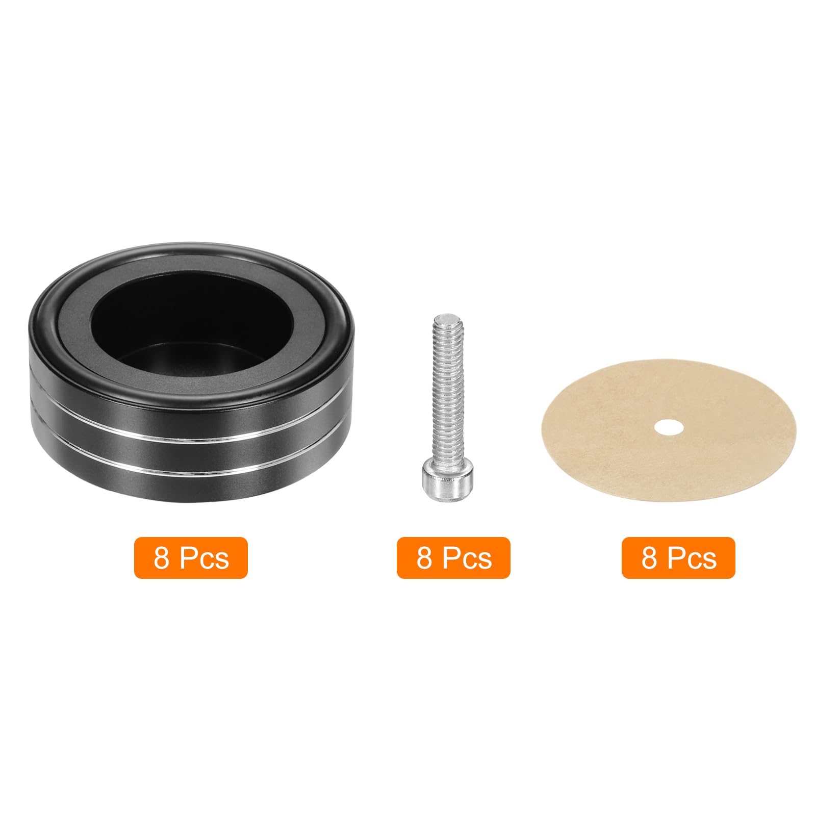 QUARKZMAN 8 Pz Pad di Isolamento per Subwoofer, 58x22mm Pad di Isolamento per Altoparlanti Piedini Spike per Altoparlanti Tornio Audio Studio Monitor Pad di Isolamento, Viti M4 Nere