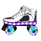 [DESLIZAMIENTO ESTABLE Y SEGURO]: Los patines paralelos roller skates están equipados con ruedas de PU resistentes al desgaste, alta elasticidad y superresistencia al desgaste, absorción de impactos, agarre fuerte y cojinetes de alta resistencia, silenciosos y suaves, y de larga vida útil. El diseño de freno de goma puede ayudarlo a frenar suavemente, evitar lesiones por caídas y ser seguro y confiable.