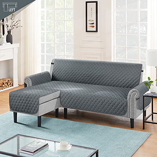 Image of TAOCOCO Couch Slipcover L Shape Sofa Cover Sectional Couch Chaise Lounge Cover Reversible Sofa Cover Furniture Protector Cover for Home Decor (Dark Grey, Large) ,Microfiber