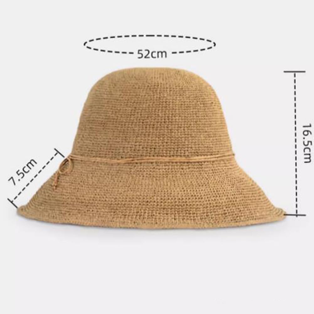 Girls Sun Hats Solid Color Straw Hat Kids Wide Brim Sun Protection Beach Cap with Bow UPF 50 Bucket Hat 3-7 Years - Image 2