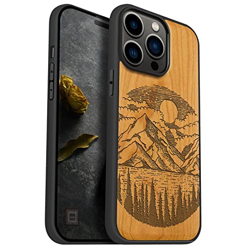 Coque antichoc compatible 14 Pro Max Magsafe en bois véritable Carveit