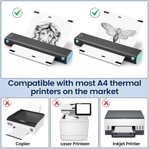 100 Blatt A4 Thermopapier A4, Thermodrucker Papier, schnelltrocknendes Thermal Paper für den meisten A4 Thermodruckern, Thermodruckerpapier für Dokumenten Webseiten Fotos