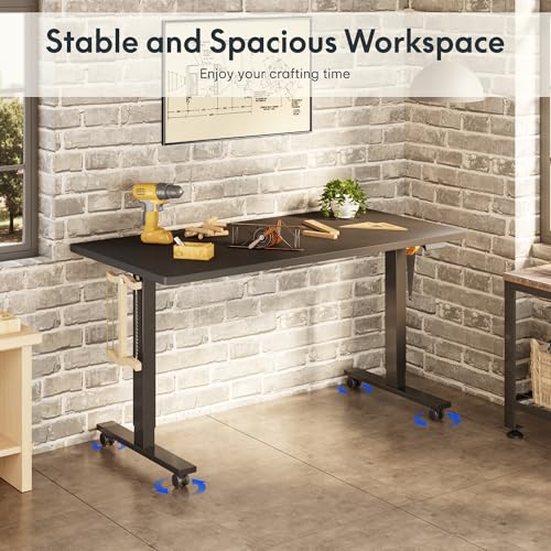 FLEXISPOT Electric Adjustable Workbench, 55x28 Inches Ergonomic Worktable with Drawer and Wheels for Garage, Workshop and Office, Spacious Desktop for Woodworking and Crafts, Black, 4 Packages - image 2