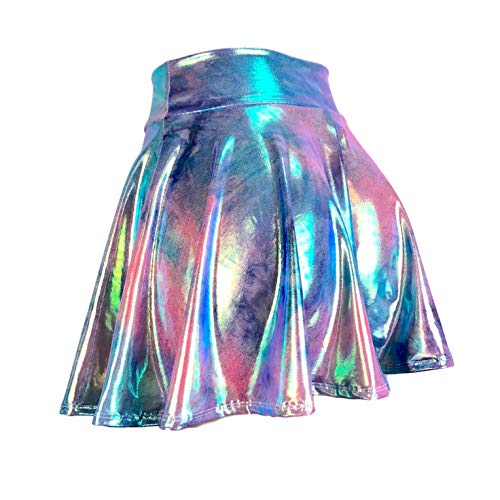 Rainbow Tie Dye Mystique Metallic High Waisted Skater Skirt - Made in USA3