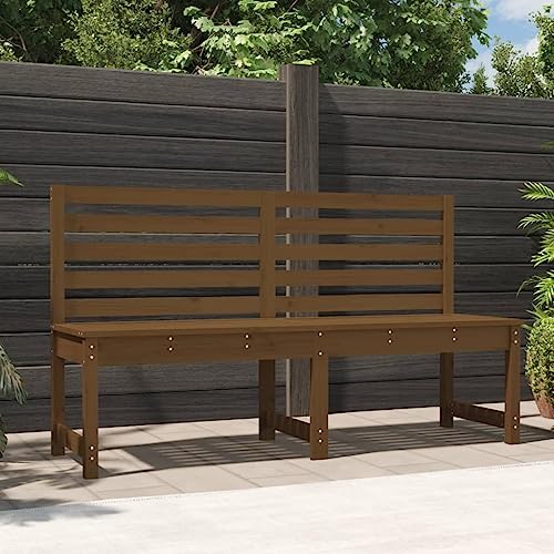 Banc de Jardin 157 cm en Bois Miel avec Dossier pour Extérieur Terrasse