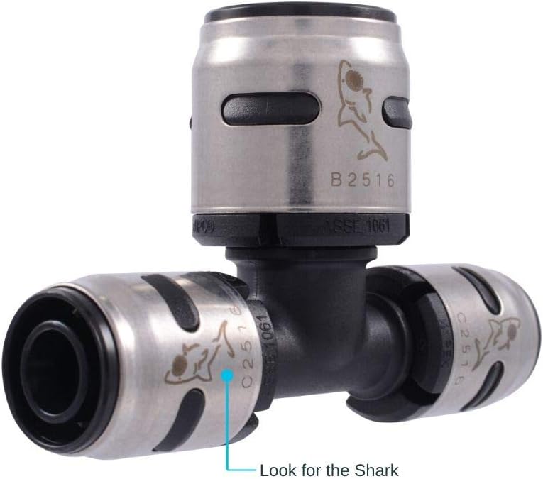 SharkBite 1/2 x 1/2 x 3/4 Inch EvoPEX Reducing Tee, Pack of 3, Push to Connect Plumbing Fitting, PEX, K408Z3