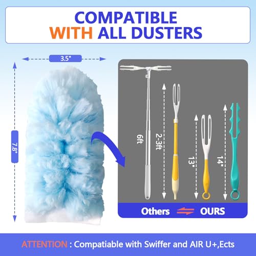 Image of Heavy Duty Duster Refills for Swiffer Duster (40 Count) | 360 Unscented Disposable Multisurface Dusters with 1 Handle- for Home, Blinds, Fans & Corners, Blue