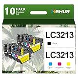 Contenu de l'emballage : compatible avec les cartouches d'imprimante LC3213 LC3211, 4 noires, 2 cyan, 2 magenta, 2 jaunes, lot de 10 cartouches LC3213 compatibles pour les cartouches d'imprimante Brother LC3211 LC3213