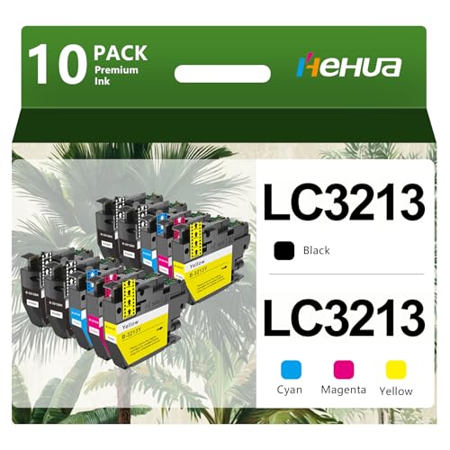 hehua LC-3213 LC3211 Kartridże do Drukarek Kompatybilne z Brother LC3213 Kartridże do Drukarek do Brother MFC-J497DW MFC-J491DW DCP-J572DW DCP-J772DW DCP-J774DW MFC-J890DW MFC-J895DW (10 Sztuk