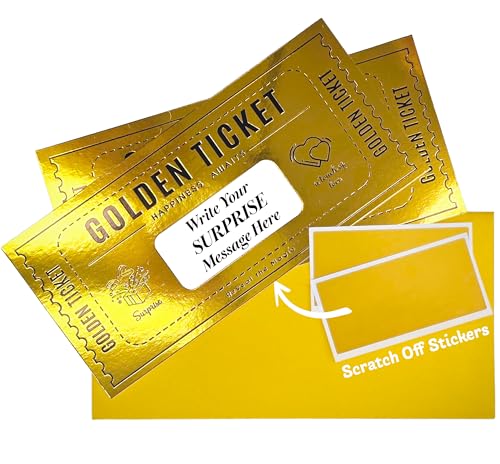Cappstan UK Deluxe Golden Ticket Surprise Scratch Off Cards | Personalized Christmas Gifts for Him | Stocking Stuffers for Kids | Advent Calendar | | Gold Wrapping Paper | 2 Cards