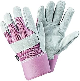 FZTEY Brambles Nettles Rose Gardening Gloves, Safety Work Protective Leather Gauntlets For Men and Women Lady Birthday Christmas Festival Gift , Rigger Washable Gripper (L, Pink, 1 Pairs)