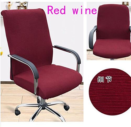 SHIHUALINE(TM Slipcovers Cloth Office Chair pads Removable Cover stretch cushion Resilient Fabric Red wine (Size L)
