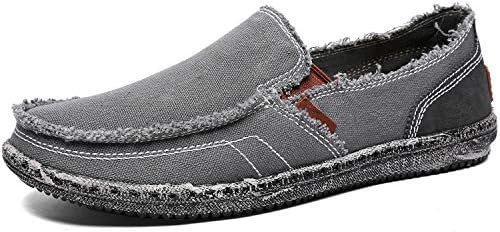 CASMAG Men's Men's Classic Canvas Comfort Casual Driving Penny Slip On Loafers Grey 9 M US