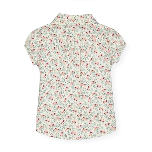 Hope & Henry Girls' Short Sleeve Ruffle Front Button Down Shirt with Puff Sleeves3