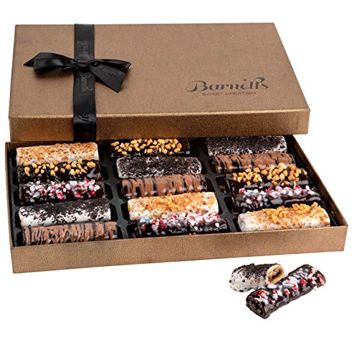 Barnett's Holiday Gift Basket Gourmet Bundle, Elegant Chocolate Covered Biscotti & Sandwich Cookies, Unique Food Gift Ideas For Men, Women, Birthday, Corporate, Mothers Day Baskets #TOP3