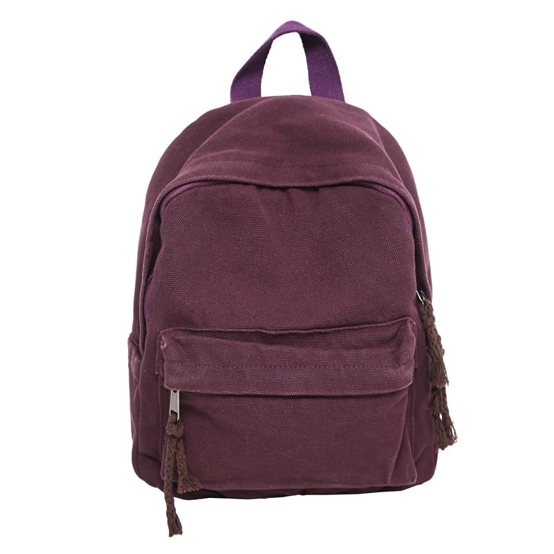 MaxxCloud Canvas Daypack Backpack, Multi-Color, Casual Style with Pockets (Red)