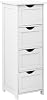 Bonnlo Bathroom Storage Cabinet Skinny Wooden Side Bathroom with 4 Drawers Small Free Standing Floor Cabinet White Slim 12 Inch Wide Organizer for Bedroom Living Room, 12 Inch Deep Narrow Organizer