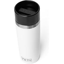 زجاجة سفر YETI Rambler سعة 16 أونصة، من الفولاذ المقاوم للصدأ، معزولة بالفراغ مع غطاء ركاب مانع للتسرب، باللون الأبيض