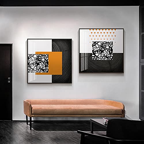 Affiches géométriques abstraites pour habiller un grand mur de salon moderne