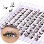 Natural Cluster Lashes Fluffy LC Curl Eyelash Extensions Wispy 96 Pcs Clear Band Lash Individuals Pack 12-14MM DIY at Home Lashes Pack by Mavphnee
