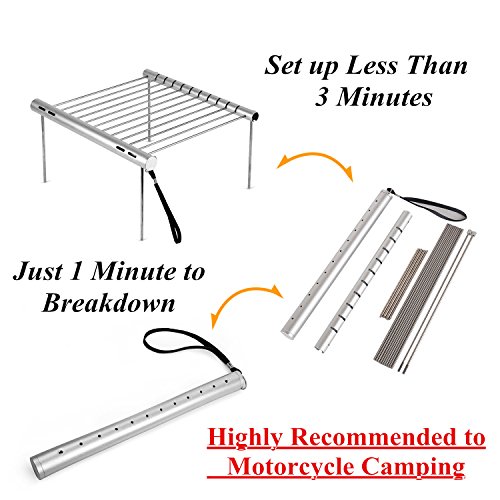Nashrio Portable Camping Grill, Folding Compact Stainless Steel Charcoal Barbeque Grill For Picnics, Backpacking, Backyards, Survival #TOP3