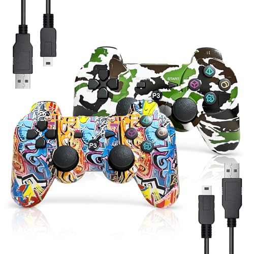 LeonDesigns P|S3 Gaming Controller, Kabelloses Move/Motion Controller Gamepad mit erweitertem Joystick Kompatibel mit P-S - 3 (Graffiti + Camouflage)