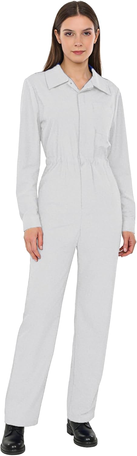 iEFiEL Womens Work Jumpsuit Casual Turn Down Collar Long Sleeve Romper Overall Versatile One Piece Garment