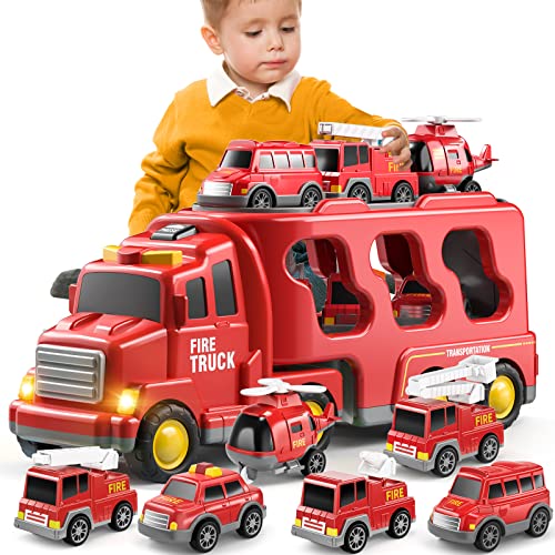 Temi Toddler Truck Boy Toys For Kids 3-5 Years - 7 Pack Friction Power Vehicle Car Toy For Toddlers 1-3, Carrier Truck Toys For 3 4 5 6 Years Old Boys Girl, Christmas Birthday Gifts For Age 3-9 #TOP8