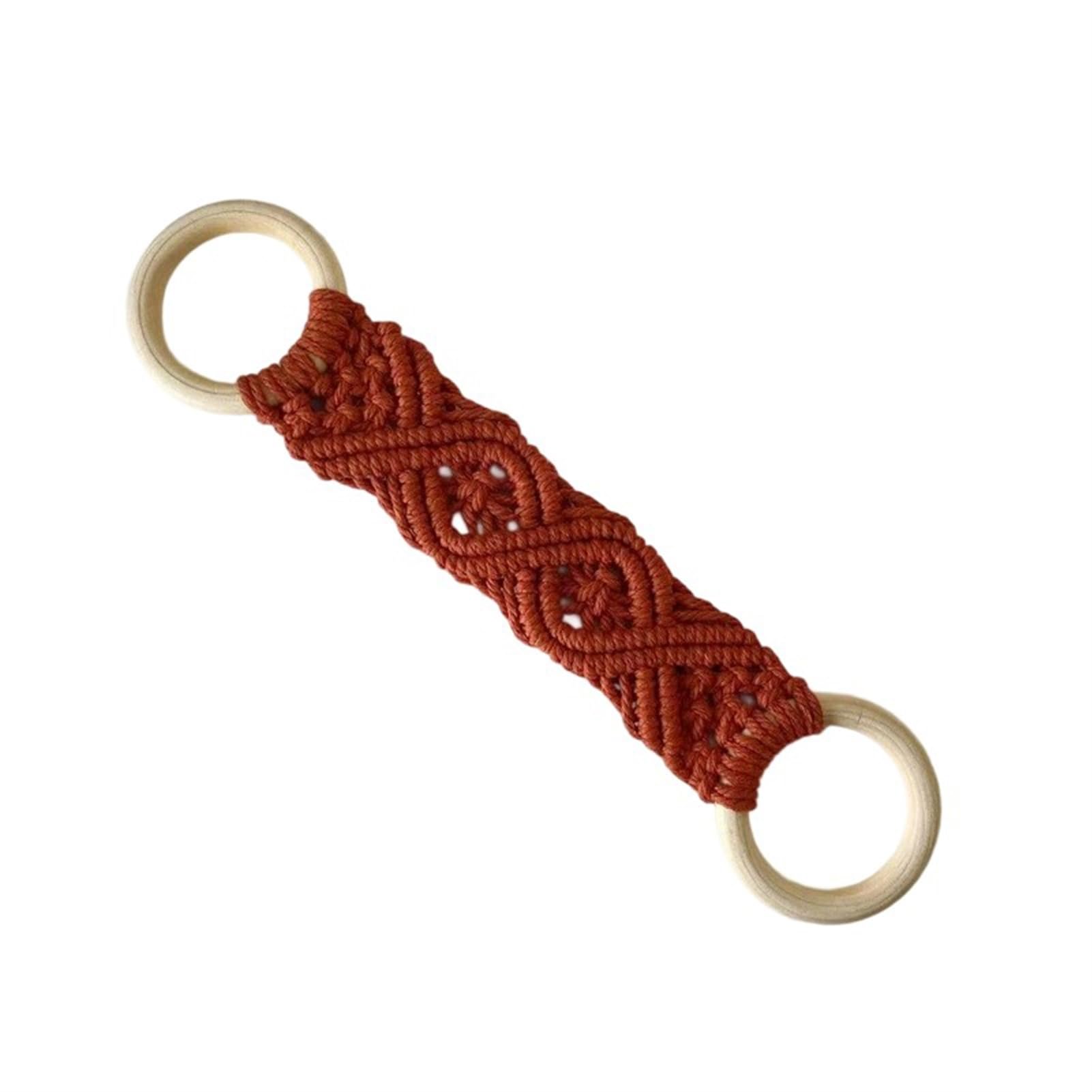 Lot de 4 porte-serviettes en crochet – Anneaux décoratifs à suspendre pour poignées de four et salle de bain – Motif crochet rouge fonctionnel pour la maison