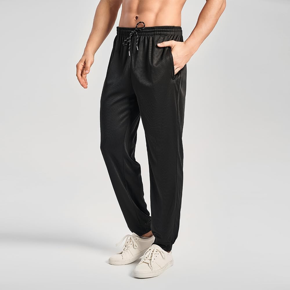 Men’s Mesh Jogger Sweatpants 3 Pack – Lightweight Quick Dry Athletic Pants with Zipper Pockets for Workout, Running - Image 4
