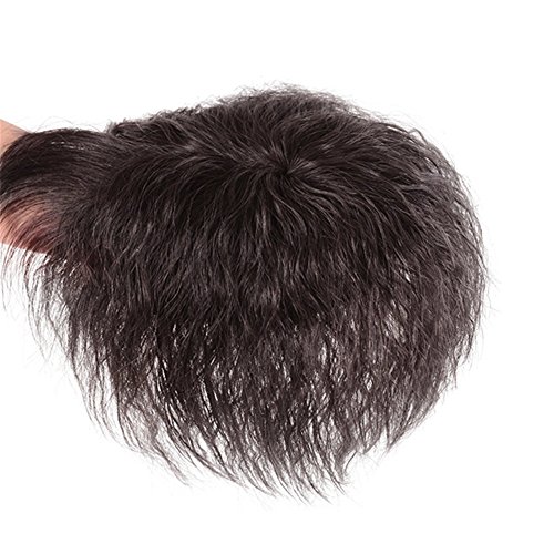 Human Hair Nature Curly Topper Replacement Fluffy Hairpiece Seamless Clip in Top Wiglet for Women Thin Hair Large Natural Color