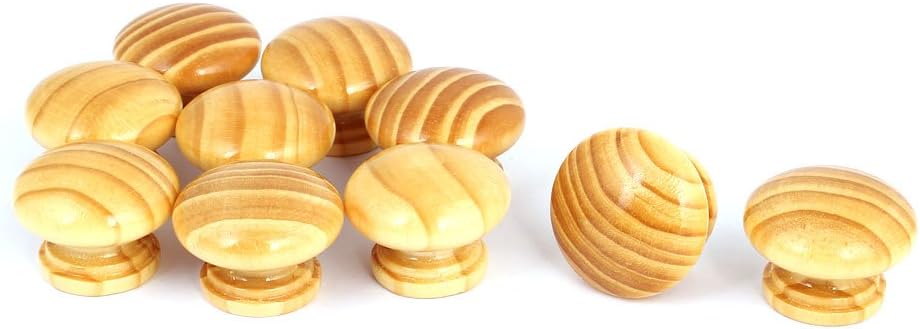 Sourcingmap Kitchen Cupboard Cabinet Door Stripe Wooden Pull Knob Grip Handle Khaki 35x26mm for Dresser Drawer Wardrobe 10pcs
