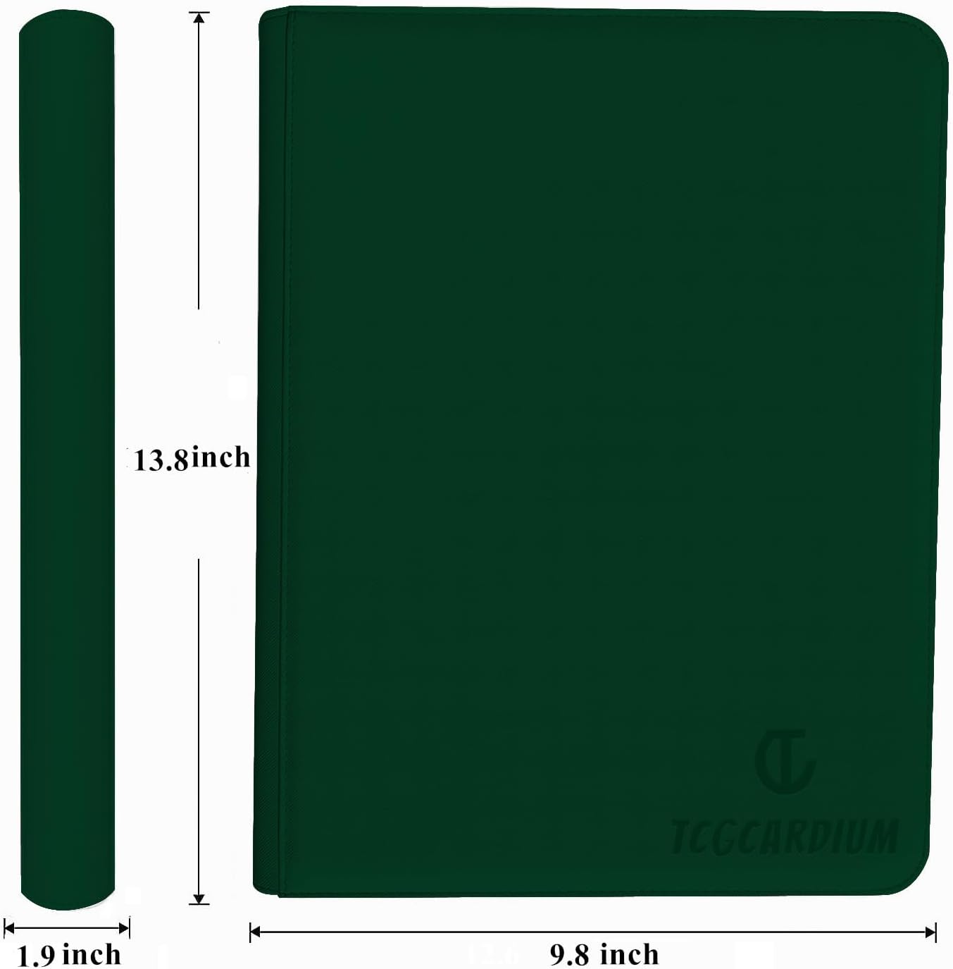 360 Card Binder - Premium Zippered 9-Pocket Trading Card Binder Side-Loading Pages for Ultimate Protection | Holds TCG, MTG, Sports Cards (Green)