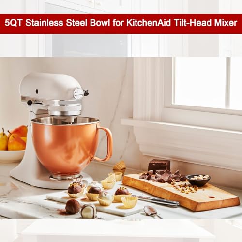 Tazón mezclador 5QT para KitchenAid 4.5-5QT, acero inoxidable miniatura 5