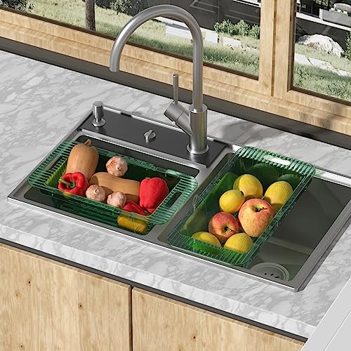 Vcansay Colander Strainer Over The Sink, Retractable Plastic Colanders, Green, 4 Packs #TOP5