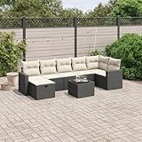 Résistance aux UV SKM Salon de Jardin 8 pcs avec Coussins Noir résine tressée,Meubles,Mobilier de Jardin,Salons de Jardin,Noir,62.2KG,3263512
