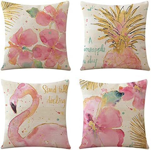 4 Pack Decorative Double-sided Yellow Daisy Cushion Covers Waterproof Vintage Flower Saying Pillow Cover Linen Outdoor Cushions Square Pillowcase for Garden Patio Bench Couch Sofa Wedding Decor
