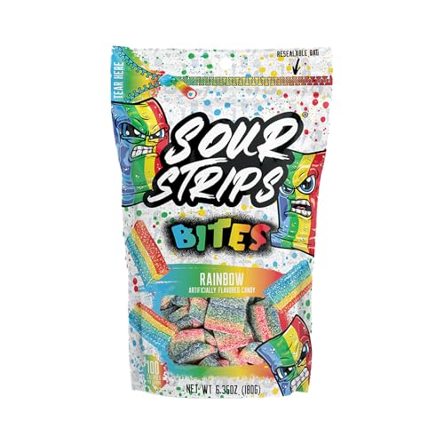 Image of SOUR STRIPS Bites Rainbow Flavored Chewy Candy Bag, 6.35 oz (Pack of 2)