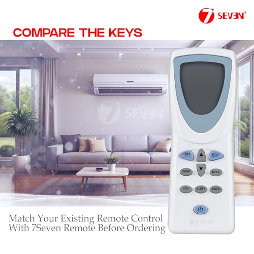 Image of 7SEVEN Compatible with Whirlpool AC Remote Control DG11D1-10 Model 83 Suitable for Split and Window 1 1.5 2 Ton Air Conditioner - Match Each Keys Exactly to Replicate Genuine Remote Function