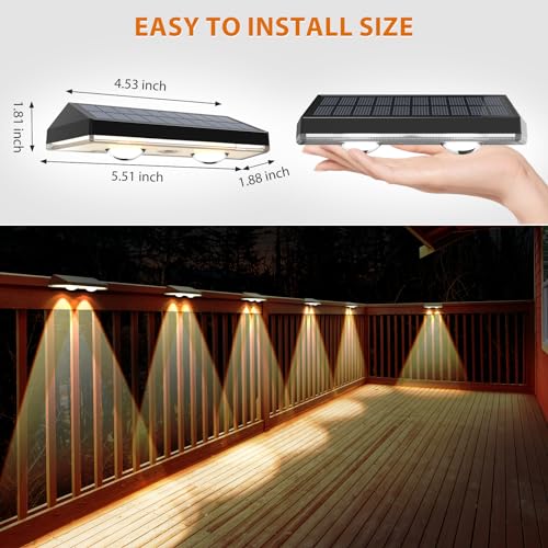 Image of Solar Fence Lights,RGB & Warm White & 6 Colors Bright Lens LED Dusk to Dawn Deck Light Outdoor Waterproof, Solar Outdoor Lights for Backyard /Railing /Wall /Step /Patio /Pool New (8Pack)